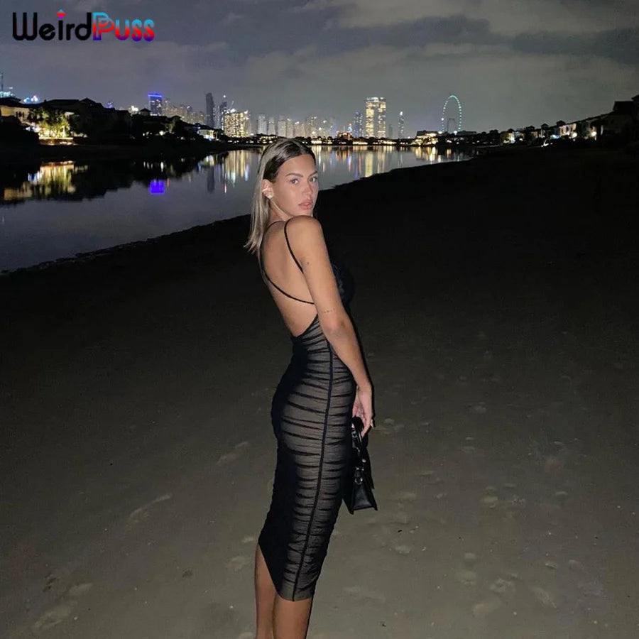 Double Layer Backless Dress