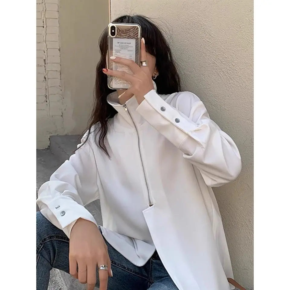 Zipper Stand Blouse