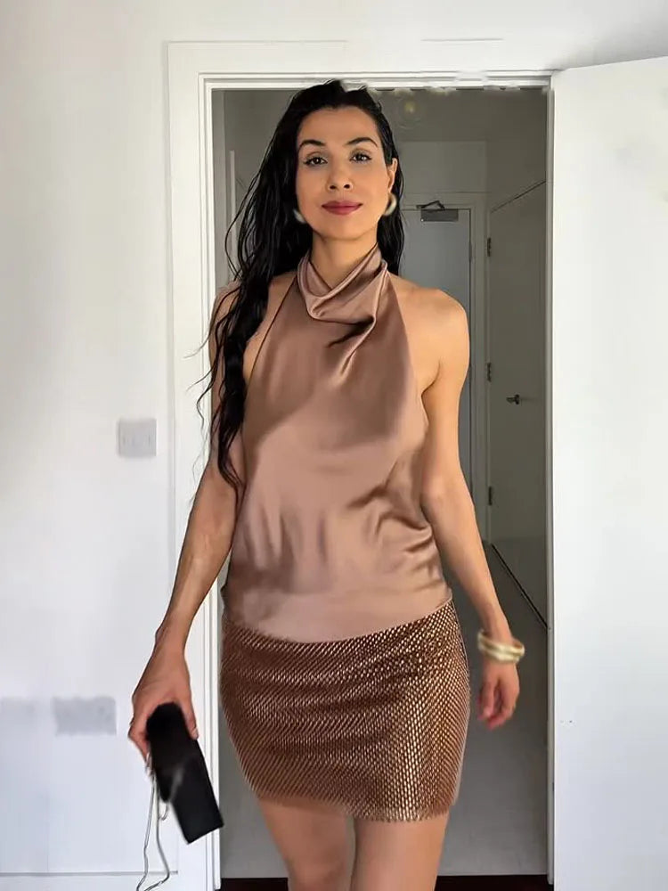 Backless Button Top