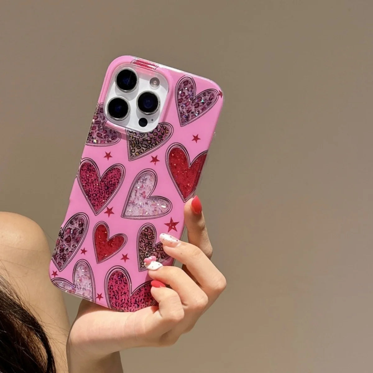 Rose Red Girl Sparkling Pink Love Suitable For iPhone 15 Case 16 14 13 Pro Max Protective Cover
