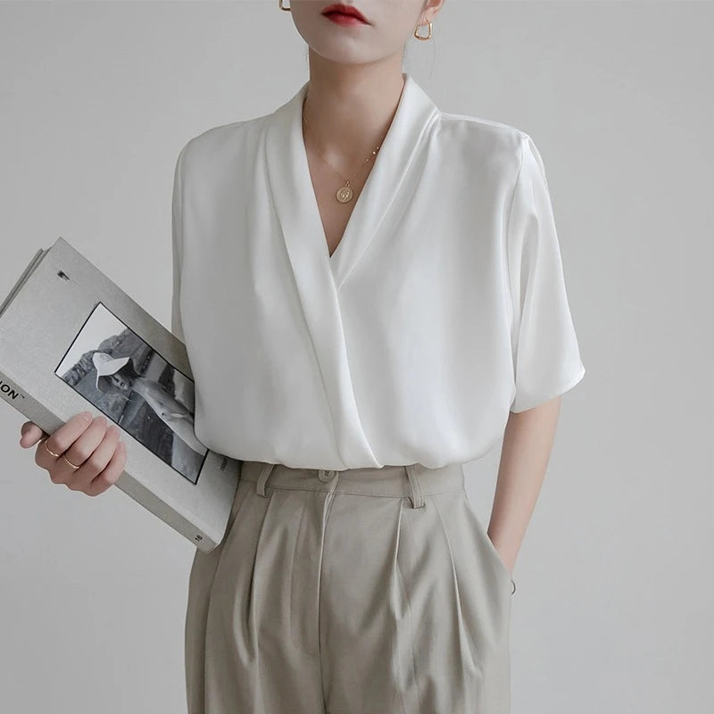 Cross V-Neck Blouse