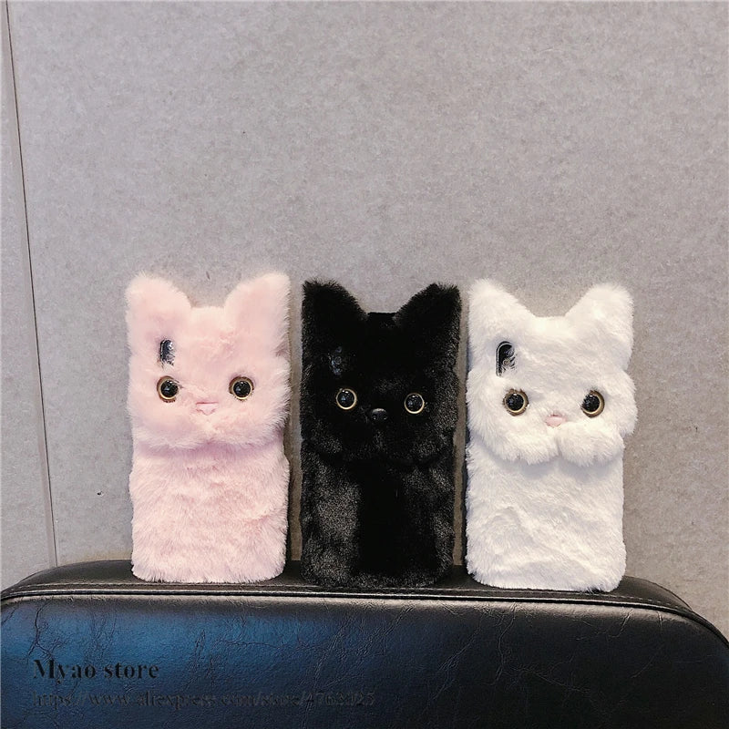 3D Cat Case For Motorola Moto G15 G35 G55 G75 G85 G84 G73 G53 G54 G34 G24 G14 G23 G13 G22 G52 G32 G62 G82 G42 G72 Cute Fur Cover
