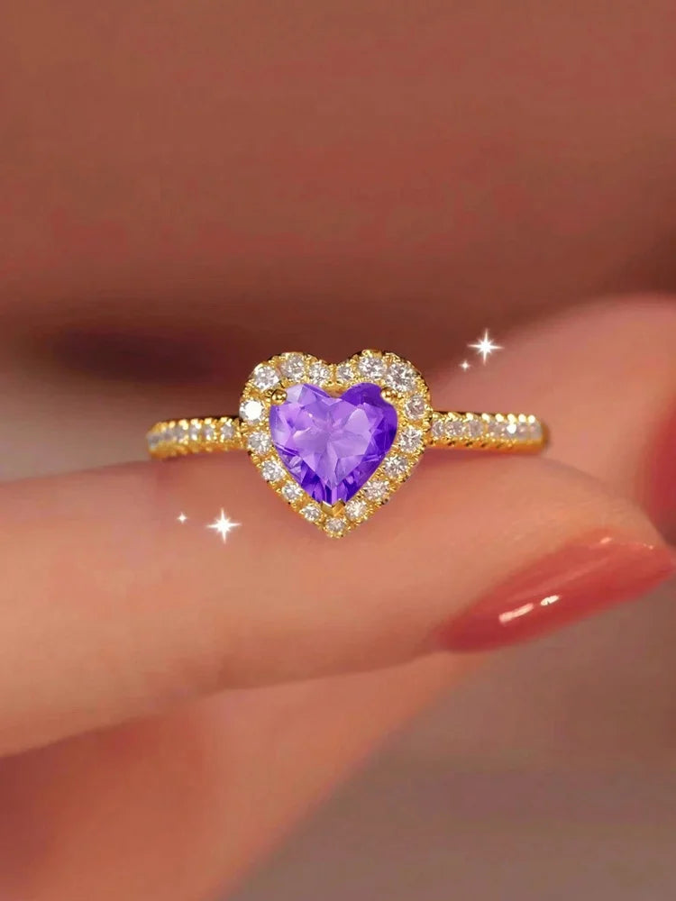 925 Sterling Silver Zircon Love Heart Ring