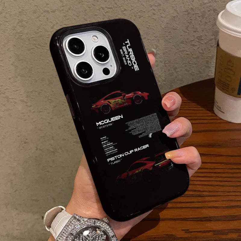 Red car Phone Case suitable for iPhone16ProMax 15 14 14 12mini 7Plus XR 2in1 tough glossy case