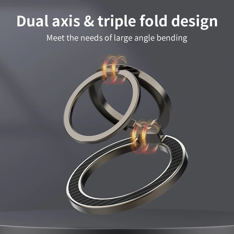 Magnetic Phone Finger Ring Holder for Magsafe Cellphone Double-sided Magnet Stand Carbon Fiber Double Ring Buckle for iPhone 17