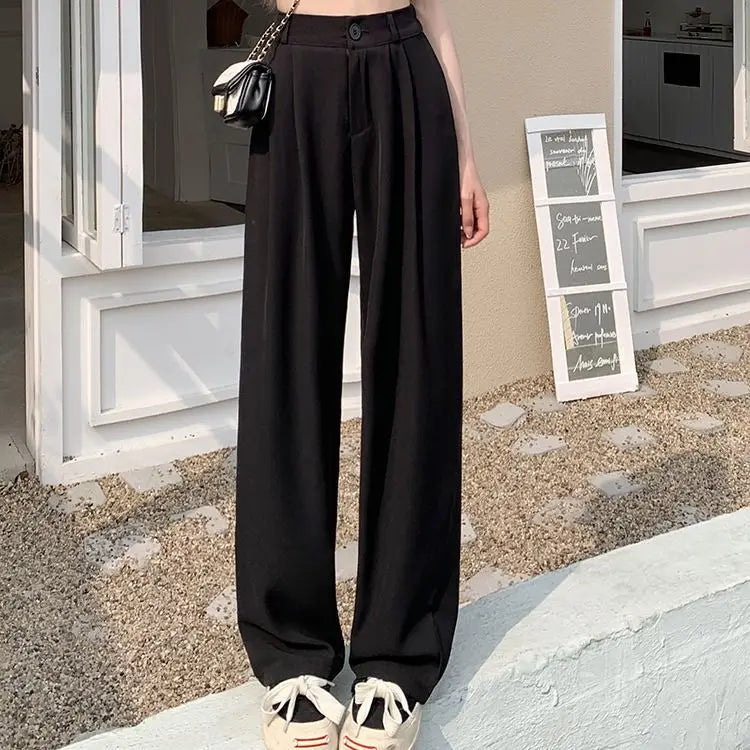 Casual Black Drape Trousers