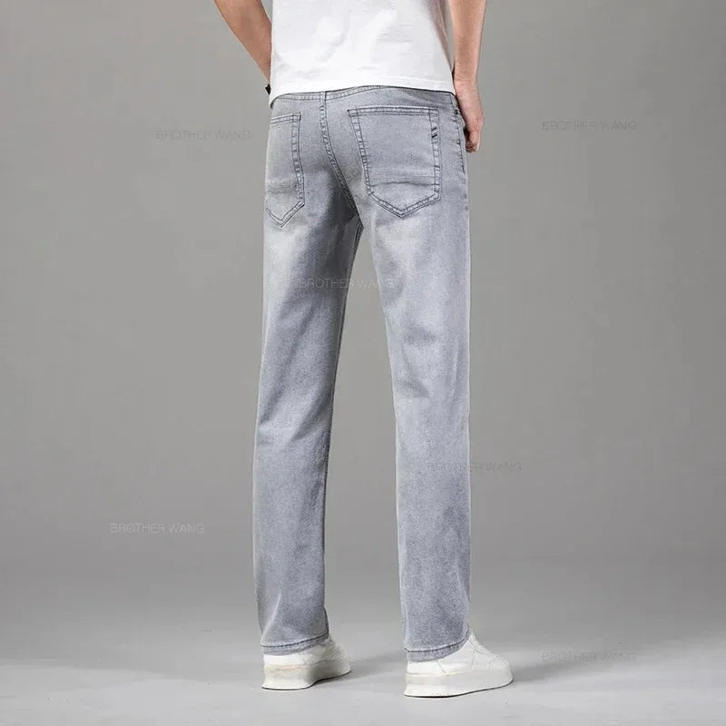 Straight Stretch Cotton Denim Jeans