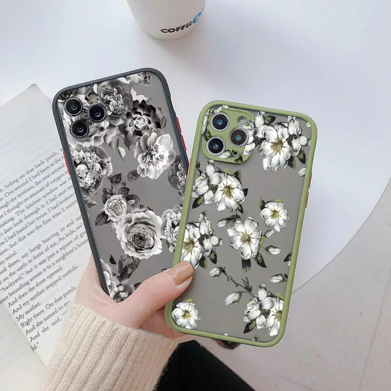 Flower Phone Case for iphone 16 14 15 Pro Max for iphone Painted Florals Shockproof Cover