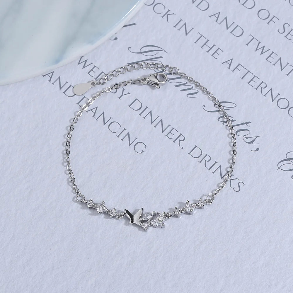 925 Silver Diamond-Studded Bracelet