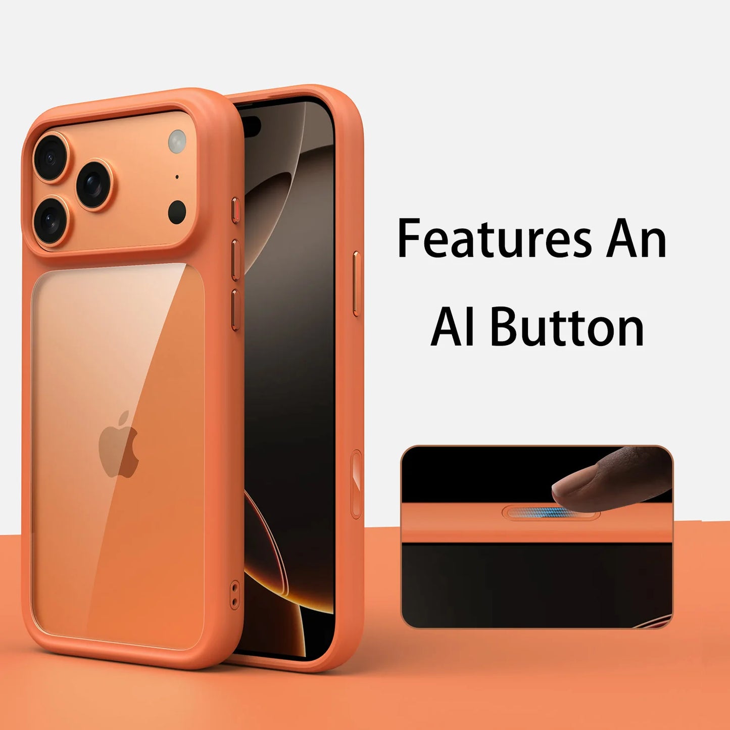 Luxury Orange Matte Transparent Magsafe Phone Case For iPhone 17 Pro Max 17 Pro 17 New Metal Buttons Skin Feel Shockproof Cover