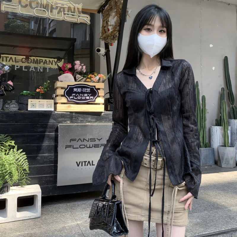 Lace Up Blouse