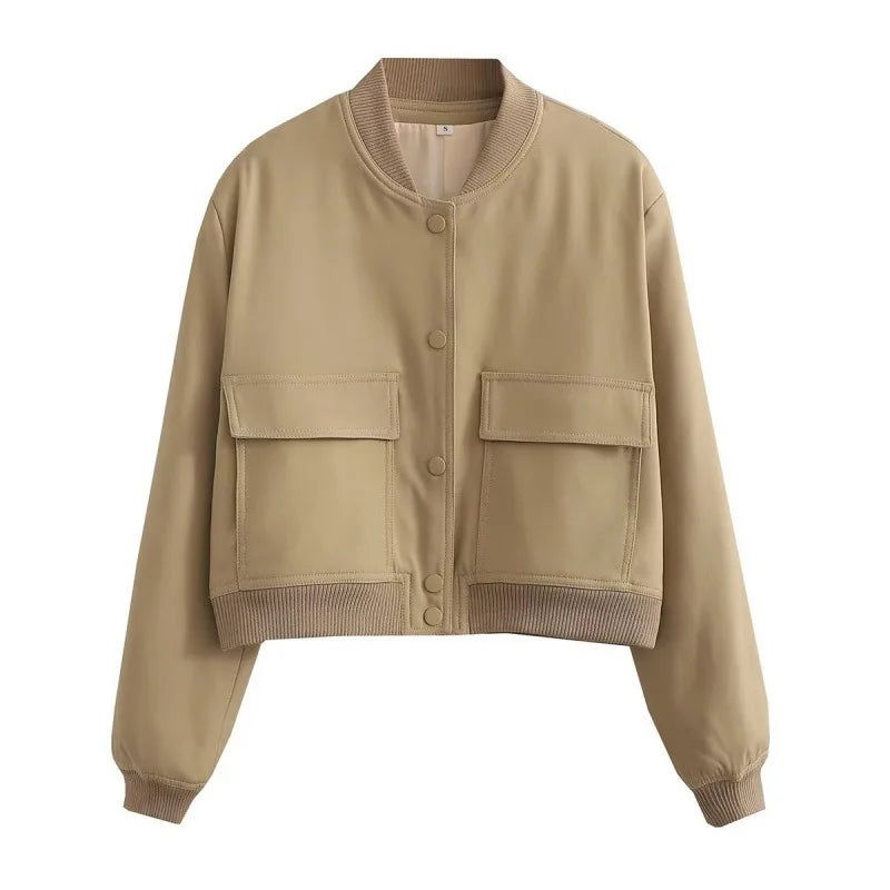 Button Cropped Bomber