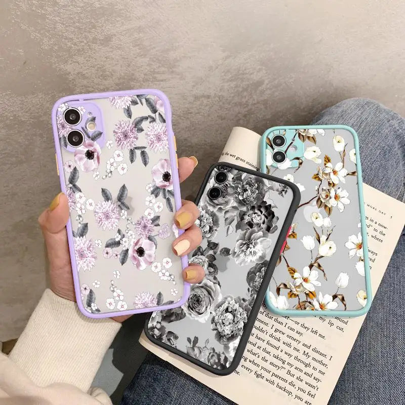 Flower Phone Case for iphone 16 14 15 Pro Max for iphone Painted Florals Shockproof Cover