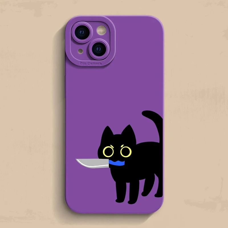 Creative funny Cat Phone Case For iPhone 14 13 15 Pro Max Case Funda iphone Bumper Cover