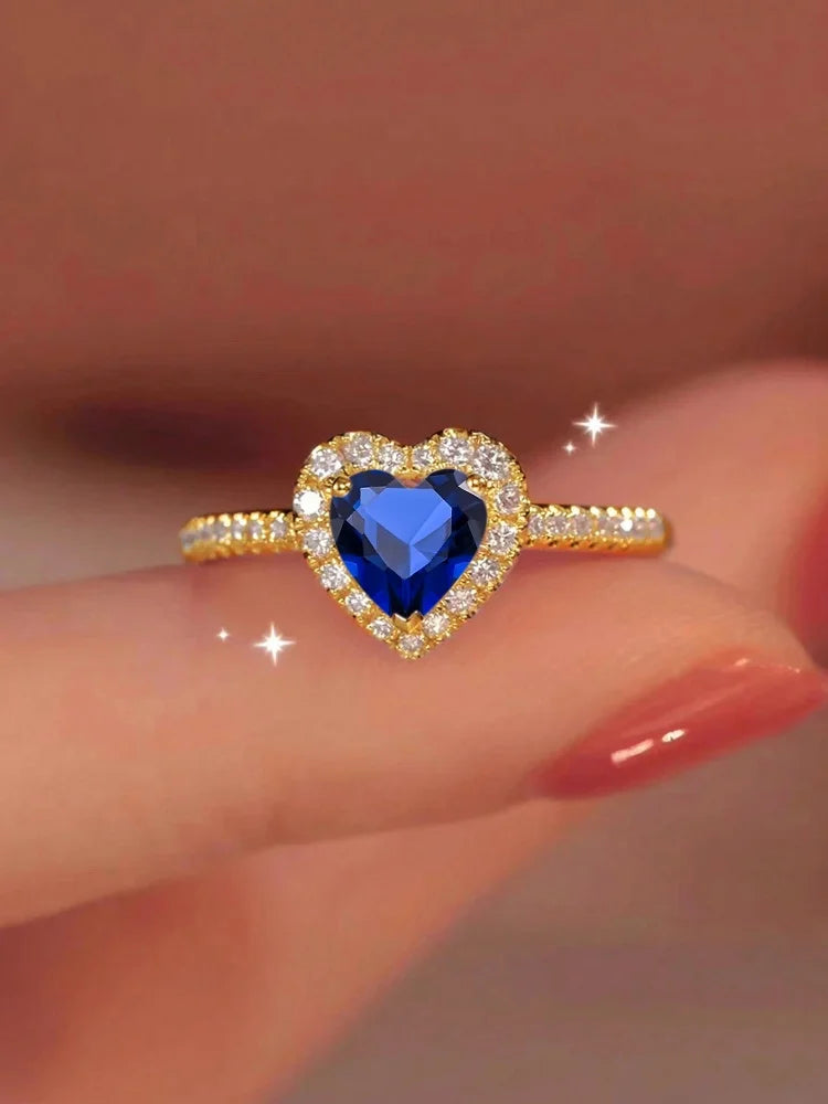 925 Sterling Silver Zircon Love Heart Ring