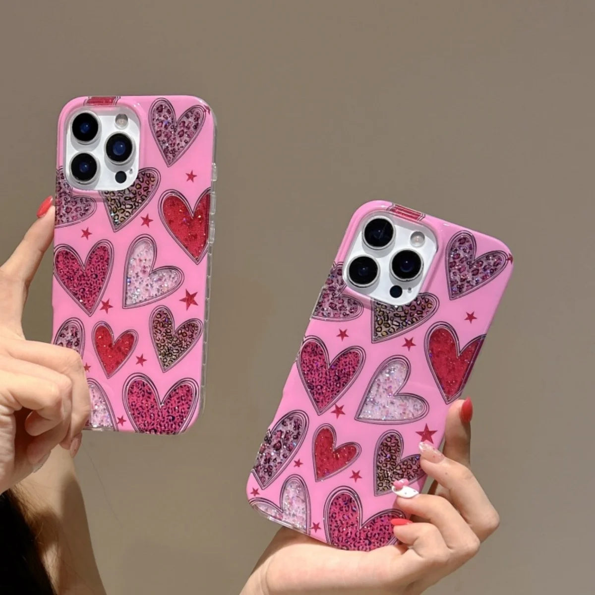Rose Red Girl Sparkling Pink Love Suitable For iPhone 15 Case 16 14 13 Pro Max Protective Cover