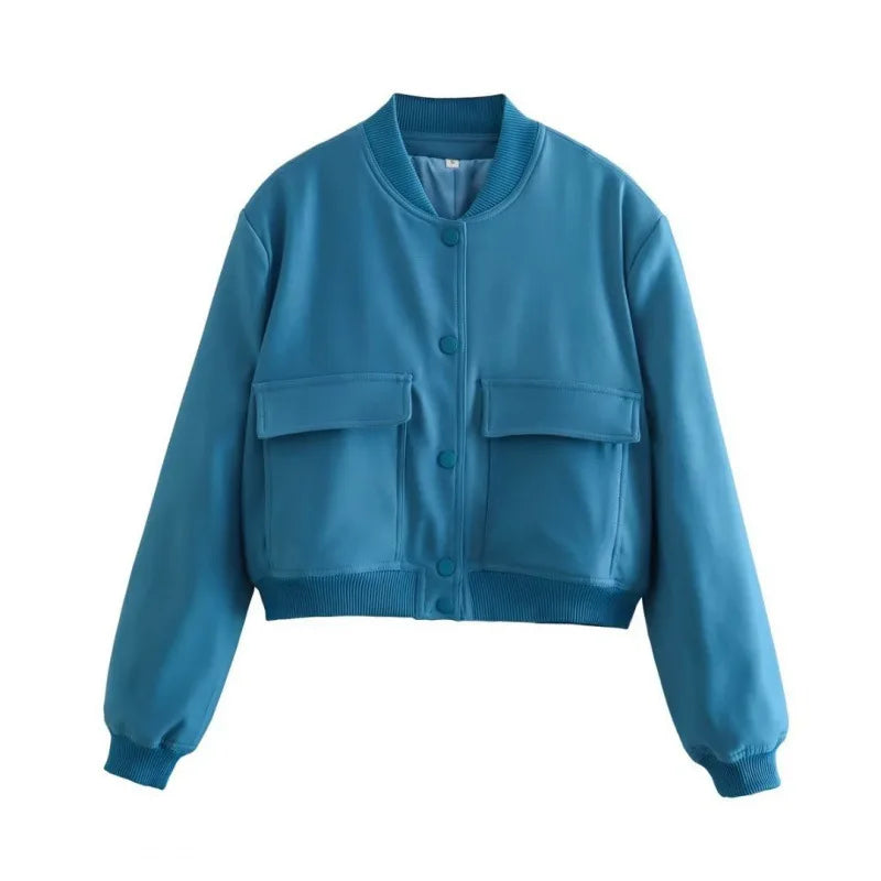 Button Cropped Bomber