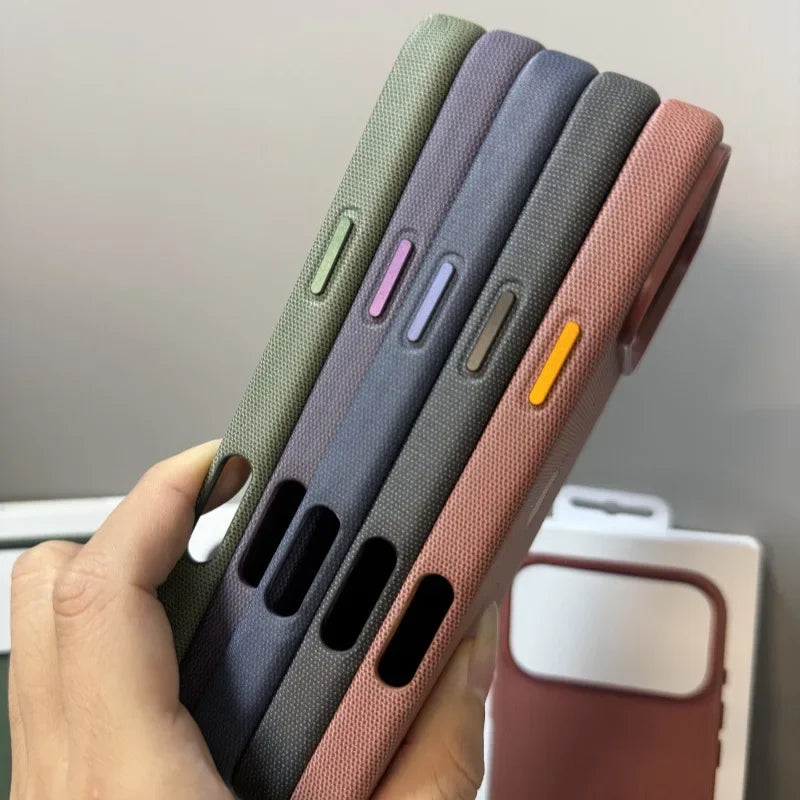 2025 New Original Cloth Texture Business Phone Case for IPhone 17 Pro Max Air Invisible Magnetic Charging Protection Cover Gifts