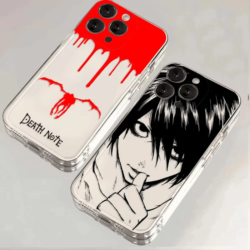 Japan Anime Death Note Phone Cases For iPhone 16 15 14 13 12 11 Pro Max XR 8 7 Plus 13 12 Mini Soft Transparent Cover