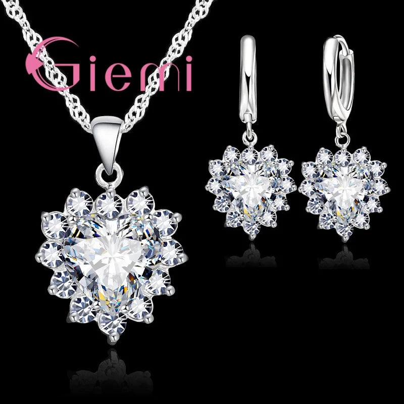 Love Heart Crystal Pendant Necklace
