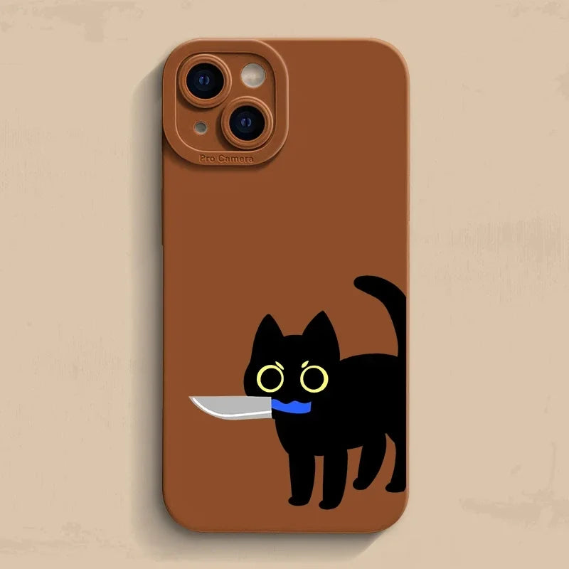 Creative funny Cat Phone Case For iPhone 14 13 15 Pro Max Case Funda iphone Bumper Cover