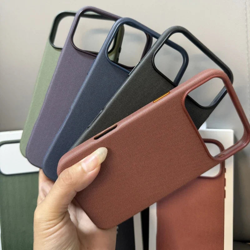 2025 New Original Cloth Texture Business Phone Case for IPhone 17 Pro Max Air Invisible Magnetic Charging Protection Cover Gifts