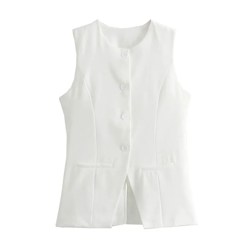 White Sleeveless Vest