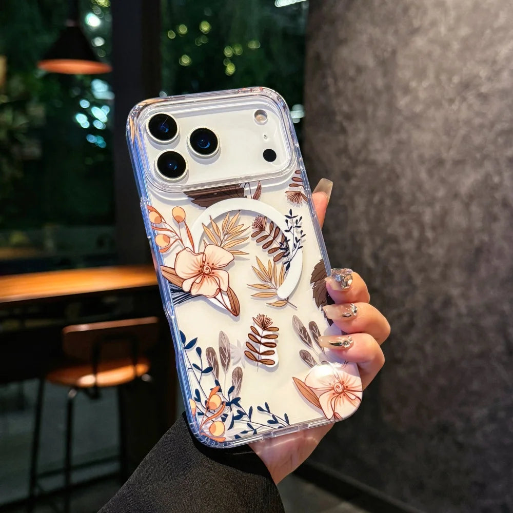 Watercolor Transparent Flowers Element Design Magnetic Phone Case,For iphone 17 17Pro max 17Air Colorful Daisy case