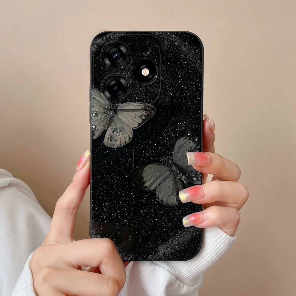Case For Tecno Spark 10 Pro Pink Cloud Butterfly Liquid Shockproof Fashion Silicone Phone Cover For tecno spark 10 pro Funda