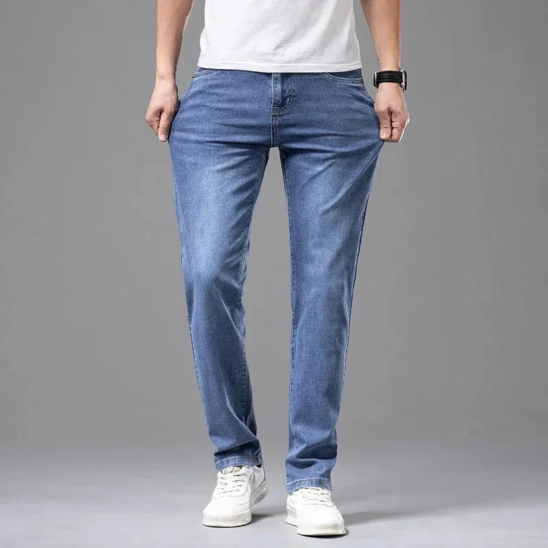 Straight Stretch Cotton Denim Jeans