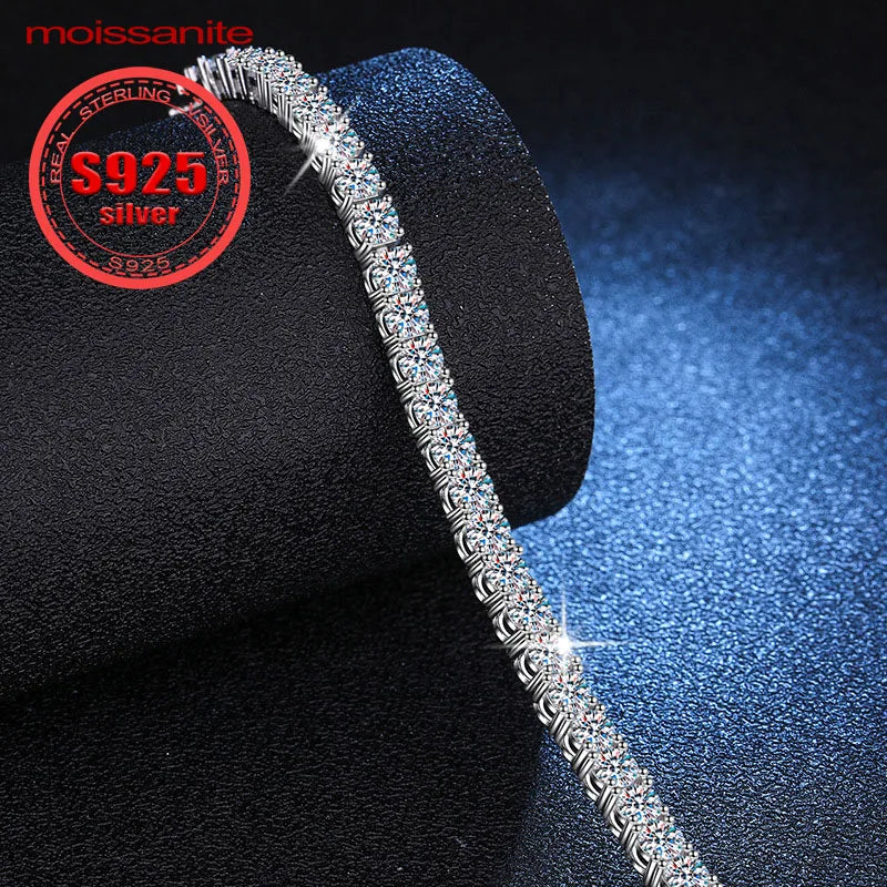 sterling silver 925 moissanite tennis bracelet 0.3ct full row moissanite bracelet
