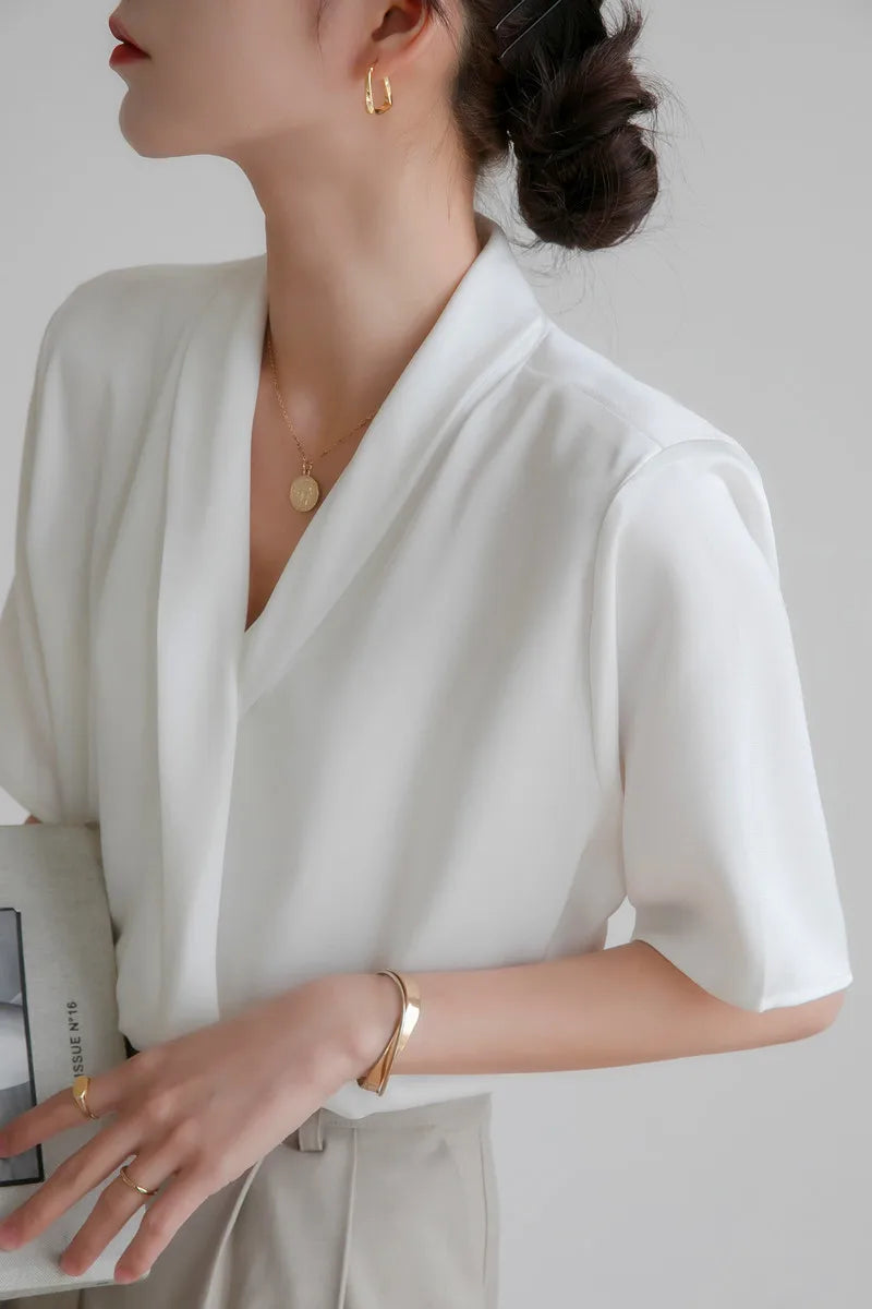 Cross V-Neck Blouse