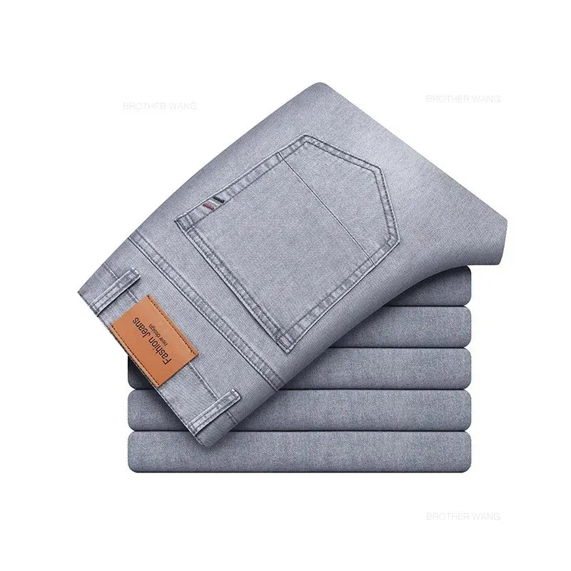 Straight Stretch Cotton Denim Jeans