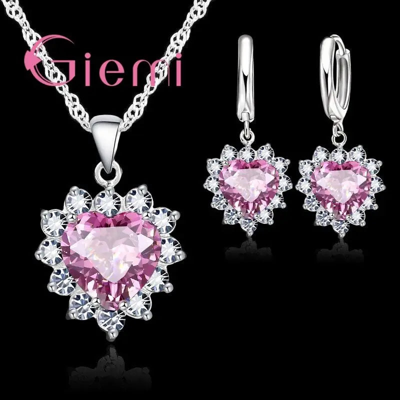 Love Heart Crystal Pendant Necklace