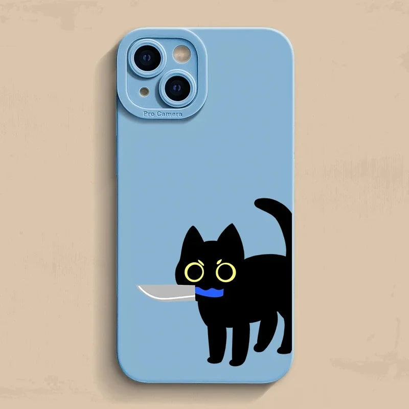 Creative funny Cat Phone Case For iPhone 14 13 15 Pro Max Case Funda iphone Bumper Cover