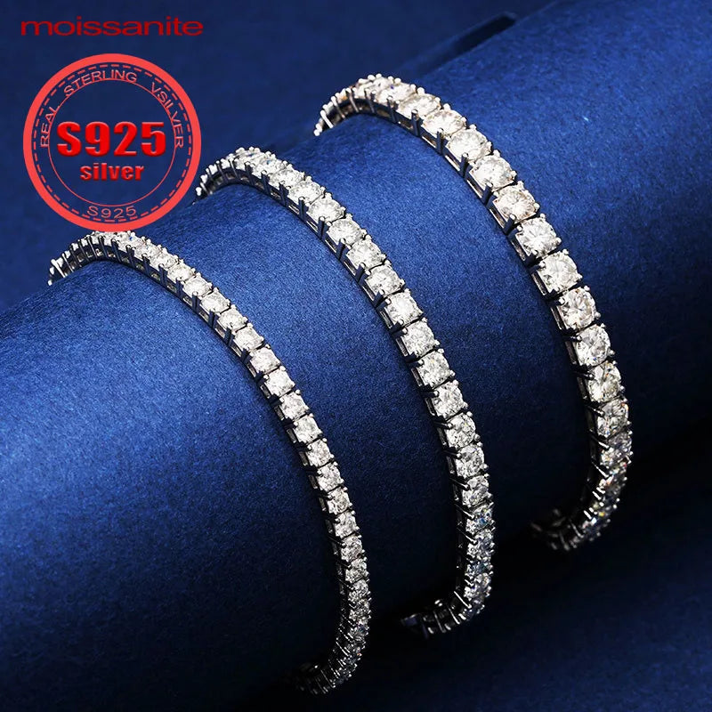 sterling silver 925 moissanite tennis bracelet 0.3ct full row moissanite bracelet