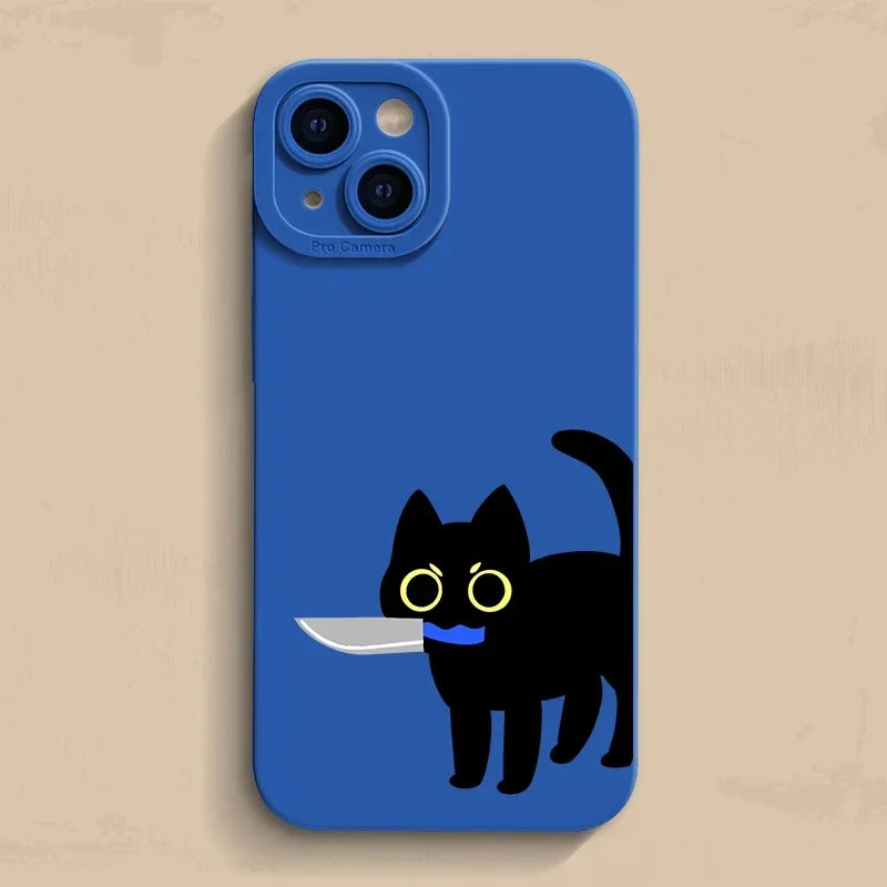 Creative funny Cat Phone Case For iPhone 14 13 15 Pro Max Case Funda iphone Bumper Cover