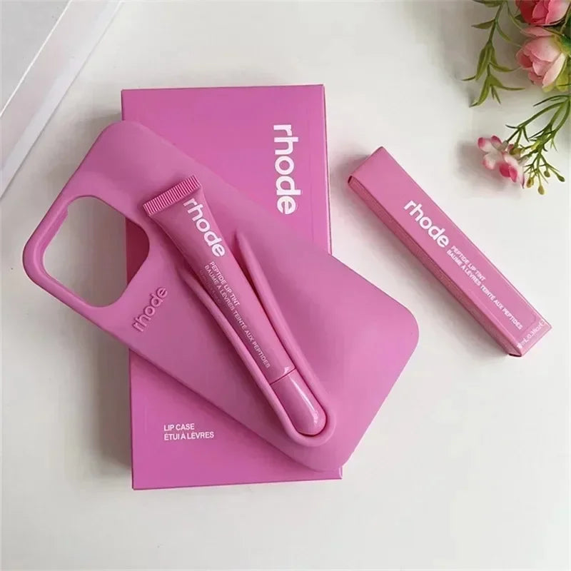 New RHODE Phone Case For iPhone 13 14 15 16 Pro Max Plus 17 Air Lip Gloss Soft Silicone Case With Lip Glaze Lipstick Box