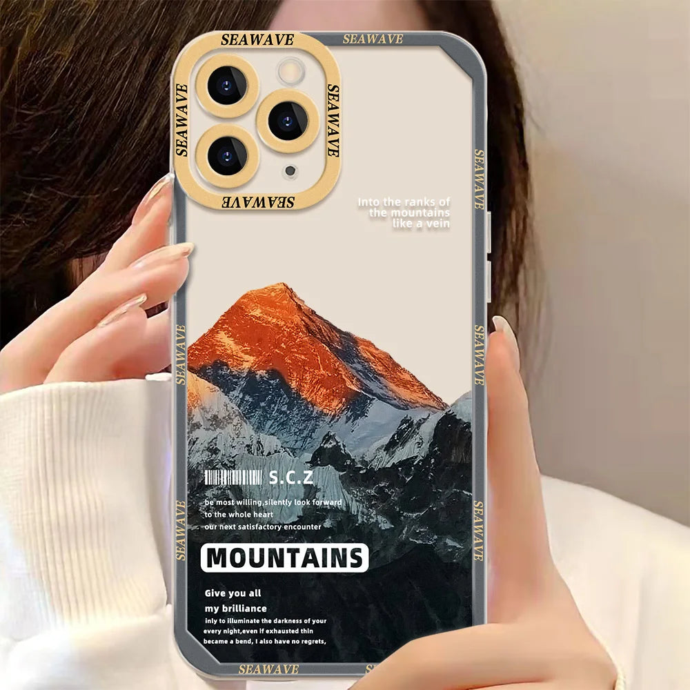 Landscape Stamp Label Phone Cases For iPhone 16 Case iPhone 14 15 16 Pro Max 11 12 13 7 8 Plus XS XR SE 2022 2020 Soft TPU Cover