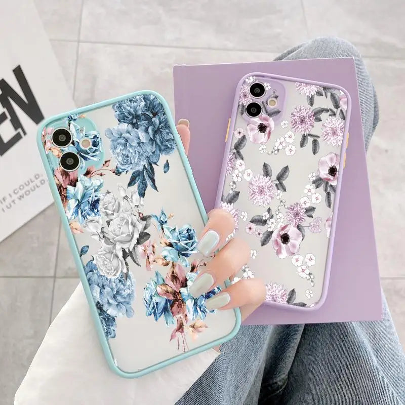 Flower Phone Case for iphone 16 14 15 Pro Max for iphone Painted Florals Shockproof Cover