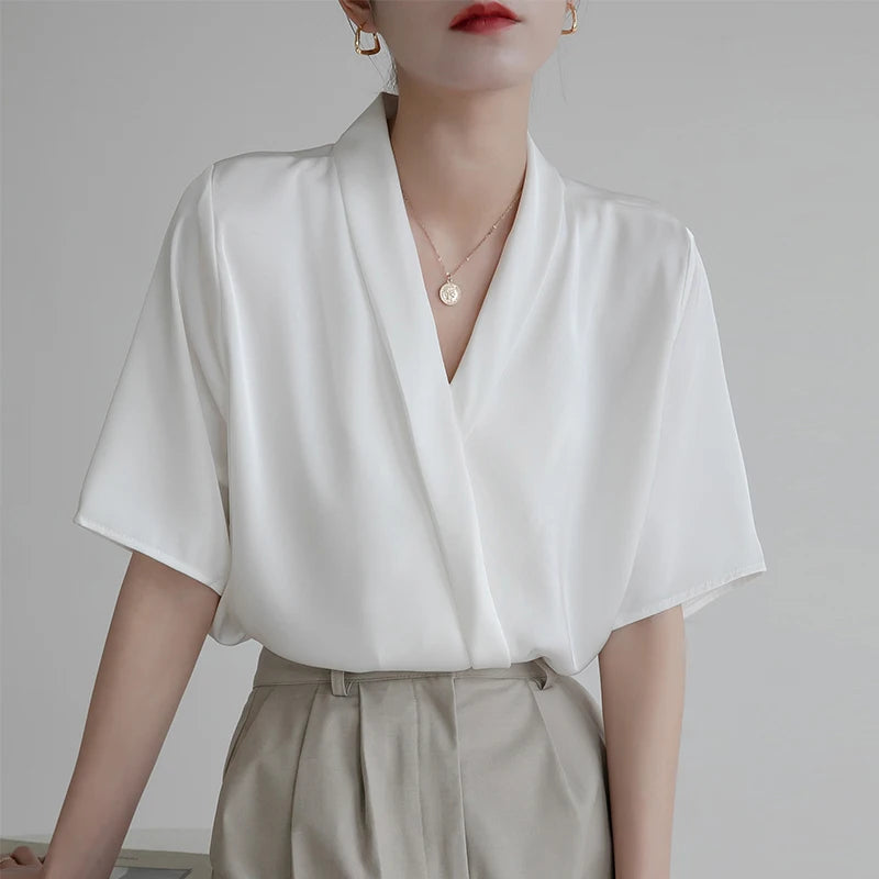 Cross V-Neck Blouse