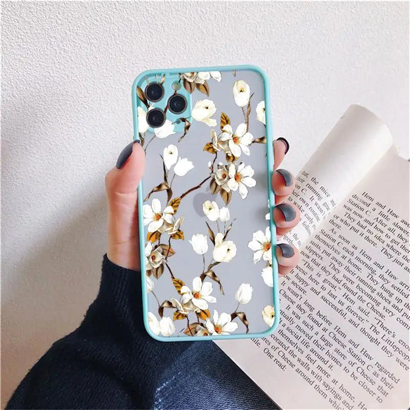 Flower Phone Case for iphone 16 14 15 Pro Max for iphone Painted Florals Shockproof Cover