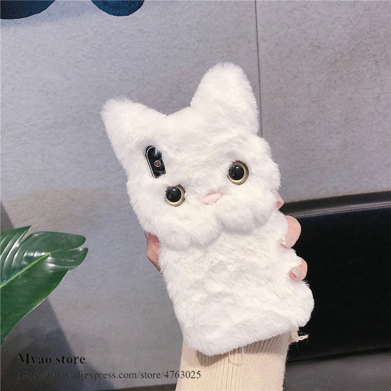 3D Cat Case For Motorola Moto G15 G35 G55 G75 G85 G84 G73 G53 G54 G34 G24 G14 G23 G13 G22 G52 G32 G62 G82 G42 G72 Cute Fur Cover