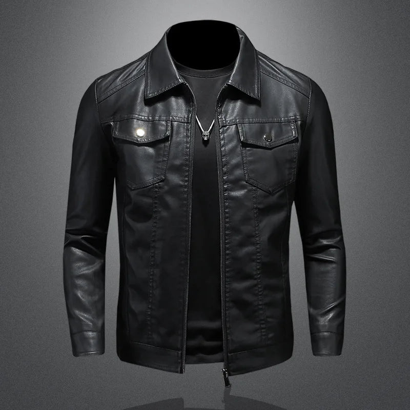 Lapel Leather Jacket