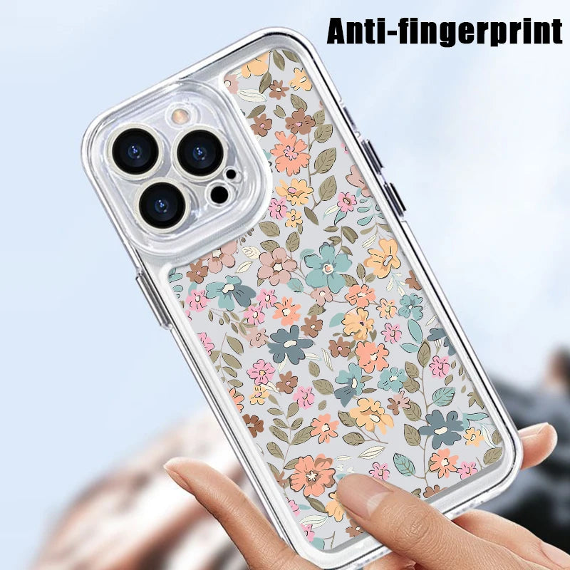 Flowers Printing Clear Phone Case For iPhone 16E 16 15 14 Pro Max 16 Plus 13 Pro Transparent Shockproof TPU Silicone Cover