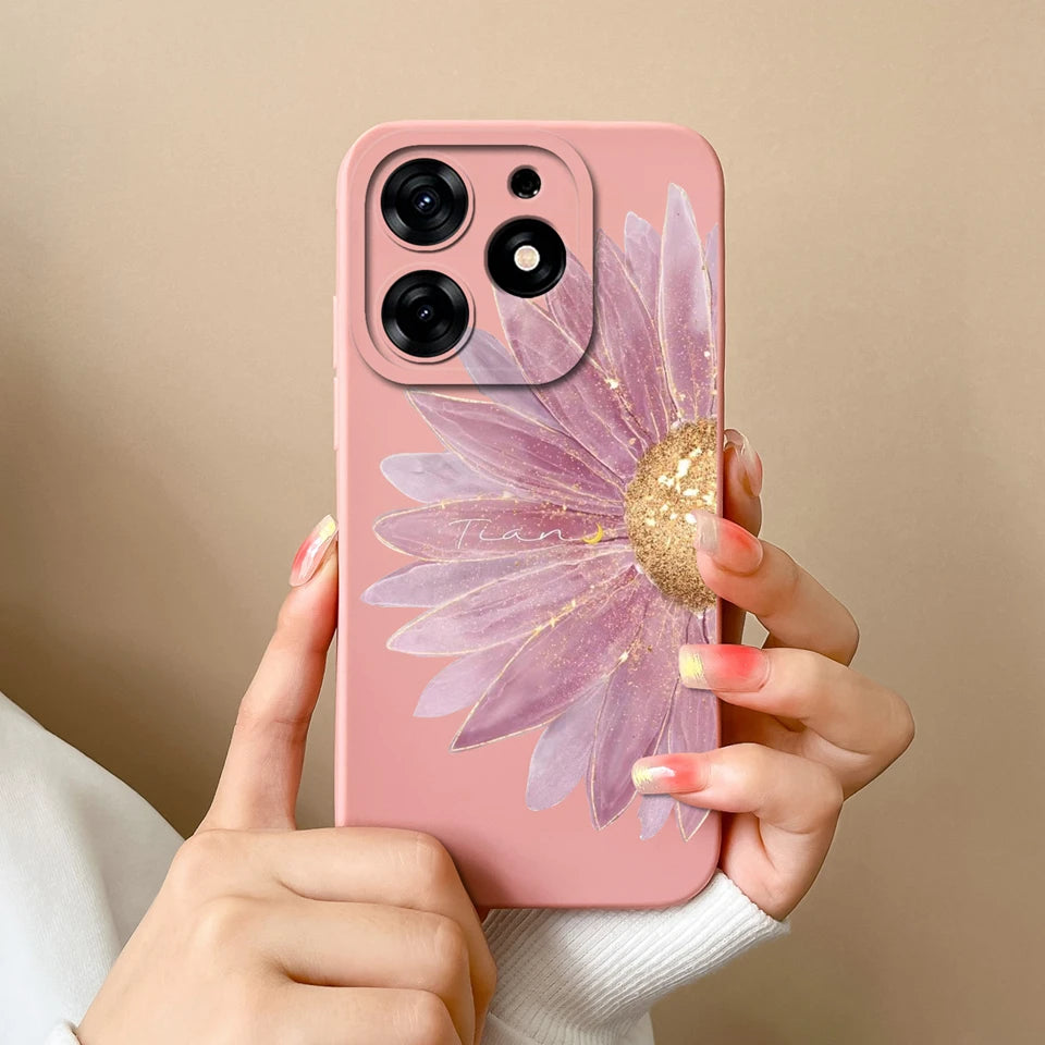 Case For Tecno Spark 10 Pro Pink Cloud Butterfly Liquid Shockproof Fashion Silicone Phone Cover For tecno spark 10 pro Funda