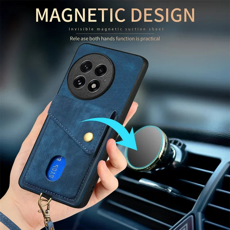 Cover For Oneplus 13R Leather Flip Wallet Card Slot Stand Holder Case For OnePlus 13R 13 12 11 1+ Ace 5 Pro Shockproof Bumper