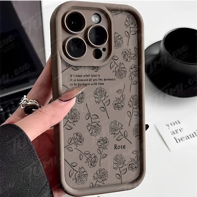 Rose Flower Bowknot Silicone Phone Case for Xiaomi Redmi Note 13 12 Pro Plus 12S 12C 13C Matte Back Cover