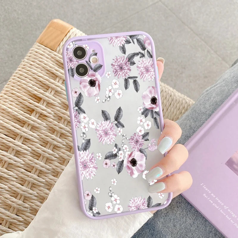 Flower Phone Case for iphone 16 14 15 Pro Max for iphone Painted Florals Shockproof Cover