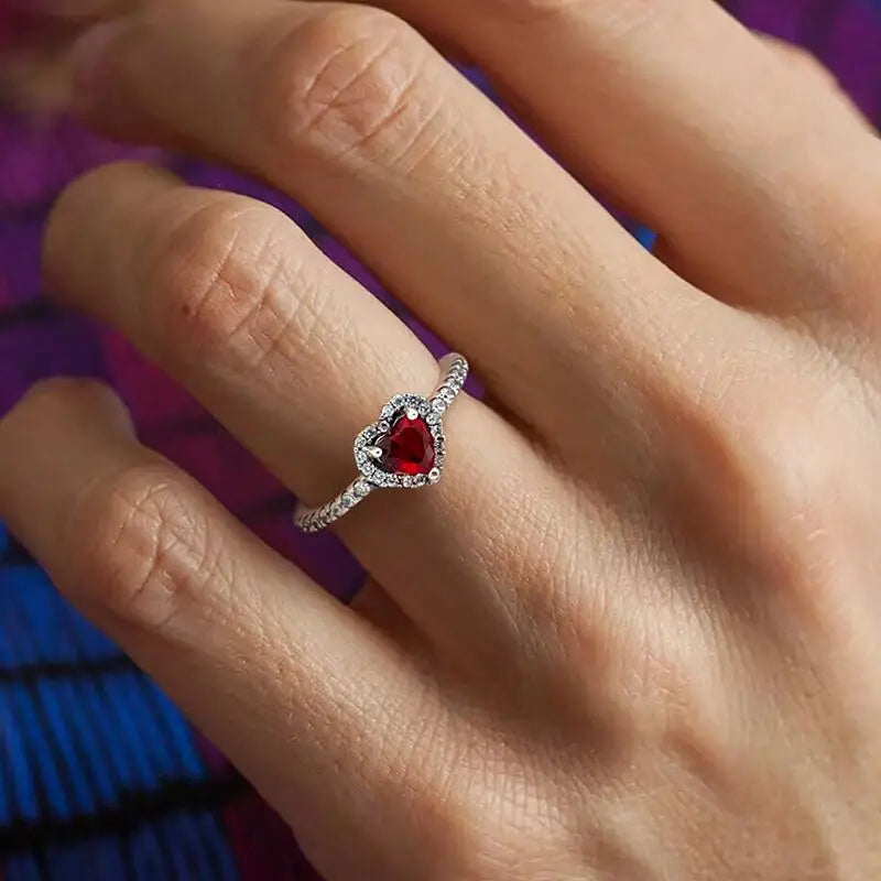 925 Sterling Silver Zircon Love Heart Ring